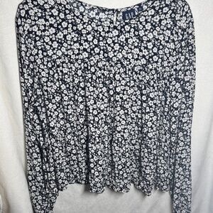 GAP Women's Navy Floral Blouse